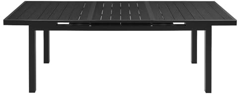 MAT-COMPANY Aluminium Gartentisch ausziehbar 180 240 cm Komposit Tisch Holzimitation Schwarz Outdoor Garten Tisch Aluminium