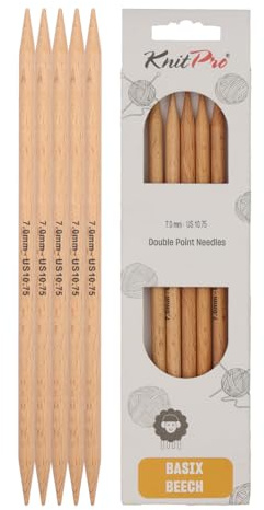 KnitPro Basix Beech Double Pointed Needles 8 (20cm) | 7.00mm