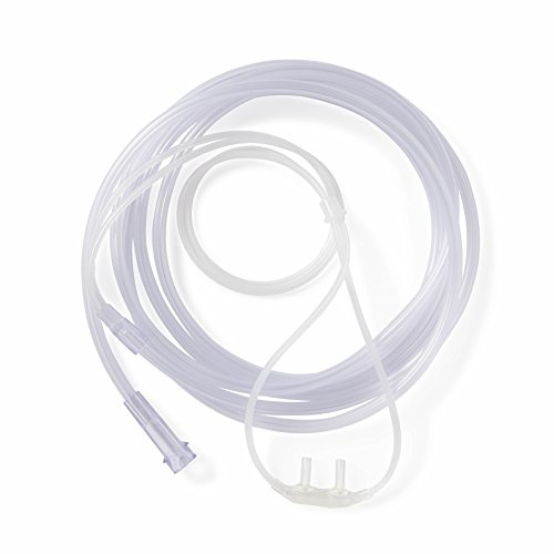 Medline HCS4504B Cánula de oxígeno nasal suave al tacto, conector estándar, longitud de tubo de 4 pies, tamaño adulto, paquete de 50