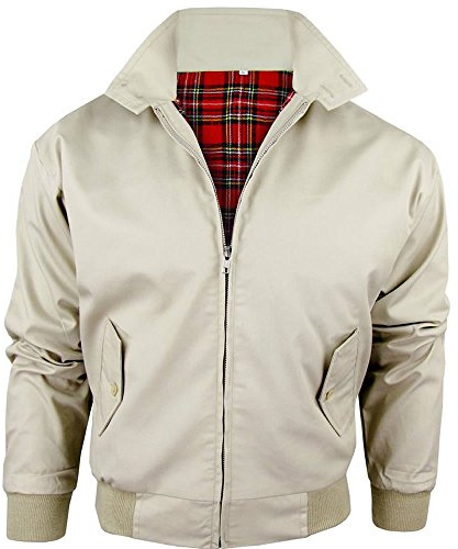 Harrington-Jacke mit kariertem Futter, gefertigt in Großbritannien, Herren, mit Reißverschluss, klassische Bomberjacke