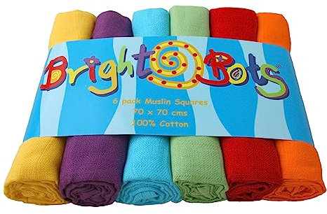 BRIGHT Bots Unisex Combo, Musselin Quadrate (70 cm, 6 Stück)