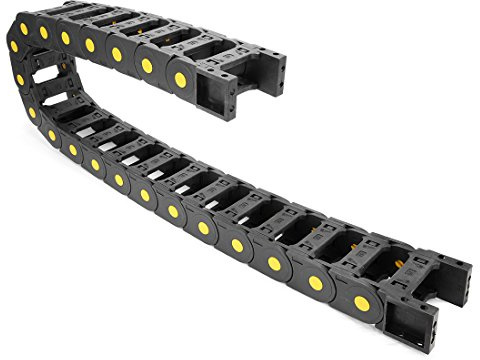 sourcing map R55 25mm x 57mm Plastic Open Type Cable Wire Carrier Drag Chain 1M Length for CNC Black
