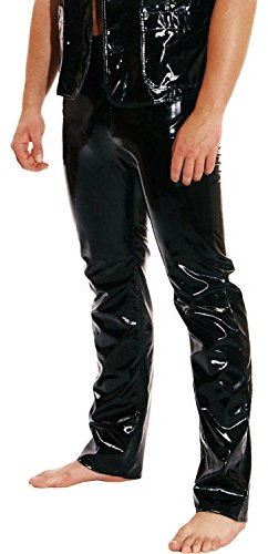 Ledapol - Glänzende Herren Gay Lack Hose im Jeans Stil schwarz - Gr. L