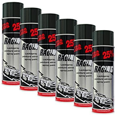 6X KWASNY 288 905 Auto-K Racing Lackspray schwarz Glanz 500ml