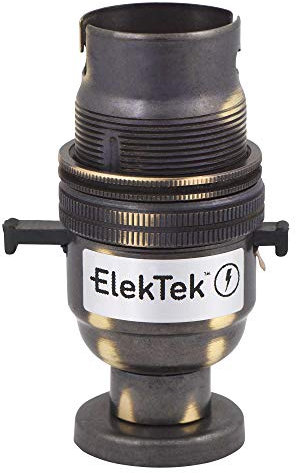 Safety Switch Lamp Holder Half Inch with Back Plate Cover and Screws - Brushed Antique