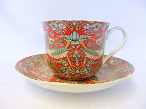 Gift Boxed William Morris Red Strawberry Thief Jumbo Cup and Saucer