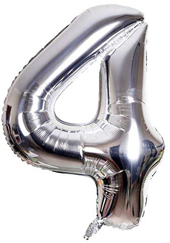 CUCUBA Globo Inflable en Forma de Numero para cumpleaños / Fiestas Tamaño 35 cm Color Plata (Número 4)