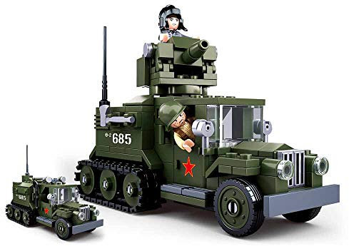 Sluban SL95556, WWII - Alliiertes Halbkettenfahrzeug [M38-B0685], Spielset, Klemmbausteine, Soldaten, mit Spielfigur, Army WWII, Multi Color