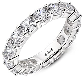 Erllo Frauenring, Verlobungsring, Ringgeschenk, 925er Sterlingsilber Damenring 4mm rund/quadratisch