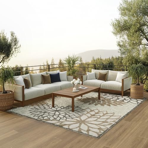 Nourison Home Aloha Natural 9'6 x 13' Area Rug - Easy Clean, Non Shedding, Bed Room, Living Room, Dining Room, Kitchen (10' x 13')