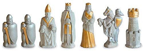 SELVA Schachfiguren-Set KÖNIG Arthur – Insgesamt 9 Latexformen (7 x 1 Figur + 2 Bauern) – Ca. 135 mm hoch – Königlicher BASTELSPASS – Materialbedarf: Artelin oder CreaStone (ca. 1200 g) – C336339