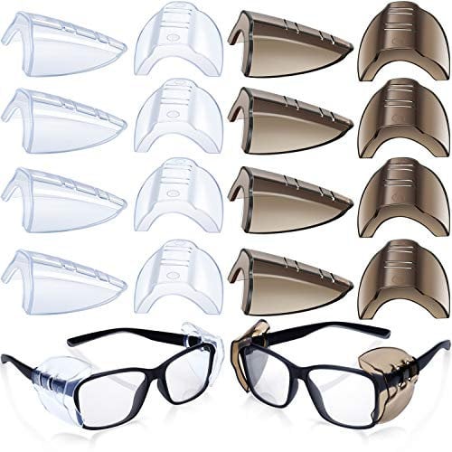 8 Paare Sicherheit Auge Brillen Seitenschutz Rutsch Klar Flexible Schlüpfen Schild Geeignet Kleine Mittelgroße Brillen Mehr Schutz für Schutzbrillen(Transparent und Schwarz)