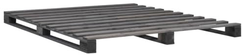 vidaXL Kiefernholz Massiv Palettenbett Palettenmöbel Massivholzbett Bett Holzbett Futonbett Bettgestell Bettrahmen Doppelbett 160x200cm Grau