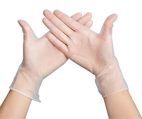 Uteruik Transparente Einweghandschuhe aus PVC, transparente Folie, elastische Handschuhe für Backen, Schönheit, Geschirrspülen, Salon-Haarfarbe, 100 Stück, S