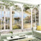 Tapisserie Murales Papier Peint Fenêtre Paysage Jardin Piscine Tapisserie Murales Panoramique 3D Papier Peint TV Fond Mur Décoration Décoration Salon Chambre Papier Peint 250x175cm