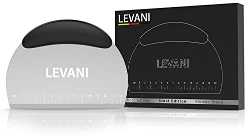 Levani® Teigschaber - Teigschneider Steel Edition - Universal Teigtrenner aus hochwertigem und rostfreiem Edelstahl - Teigkarte mit optimierter Grifffläche - Edelstahl Teigspachtel - Spülmaschinenfest