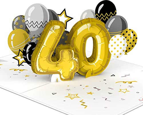 papercrush® Pop Up Karte zum 40. Geburtstag - 3D Geburtstagskarte für ihn & sie, Glückwunsch zum 40ten Geburtstag für Männer, Frau, Bruder und Kollege, Gratulationskarte für 40 jähriges Firmenjubiläum