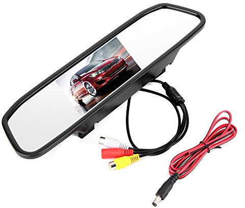 Fydun Auto-Rückfahrkamera, 4,3-Zoll-Auto-Rückspiegel Großbild-Spiegelmonitor HD TFT-LCD-Bildschirm 2 Kanäle Videoeingang