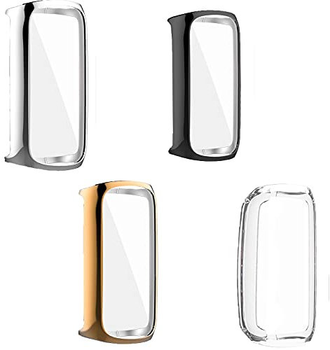 Giaogor Schutzhülle Kompatibel mit Fitbit Luxe, Flexibles TPU Vollschutz mit Displayschutzfolie Kratzfest Displayschutz Schutz Hülle Für Fitbit Luxe Smartwatch (4 Pack)