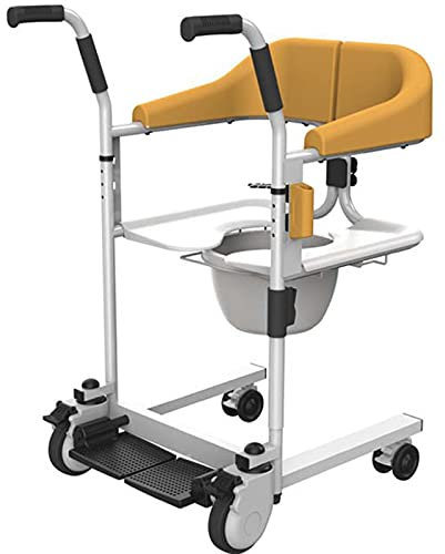 YNITJH Patienten Transfer Lift Dusche Stuhl,Adjustable Lifting Bath Mobile Commode Rollstuhl,Behinderten Transferlift,mit Weicher Sitz,Bettpfanne,für Pflegeheim-Rehabilitation,BasicEdition-Yellow
