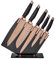 Tower T81532RD Set de Cuchillos de Cocina con Bloque de Soporte Acrílico – 5 x Cuchillos de Cocina con Hojas de Acero Inoxidable Efecto Damasco – Juego de Cuchillos de Cocina en Oro Rosa y Negro