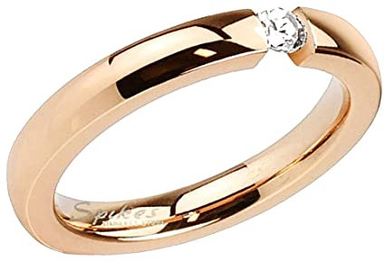 Taffstyle Damen Ring Damenring Designer Schmuck Verlobungsring Roségold mit Kristall Rose Gold vergoldet Größe 60 (19.1)