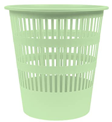 DONAU D307-06 Waste Paper Basket 12 Litres/Green Pastel Colour/Plastic/for Office Kitchen Stable Ecological PP Product Tear-Resistant / 1 Piece