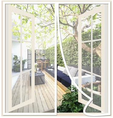 Risareyi Moustiquaire Fenetre Magnetique 95x150cm, Blanc Respirantes | Respirantes Rideau Moustiquaire Porte Fenetre Aimantée Anti-moustiques pour Balcon, Fermeture Automatique, 2cm Bande Adhésive