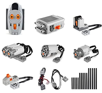 MISINI 25-teiliges Power-Funktionen Motor-Set, Wissenschaft und Technologie Power-Motor-Kit, Fernbedienung Batteriebox Verlängerungskabel Schalter Empfänger Set, kompatibel mit Lego