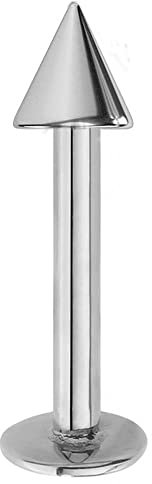 Jewel Barrel Labret Lippenpiercing Körperschmuck Piercing Lippe Helix Nase Ohr, 6 mm, 8 mm, 10 mm, 12 mm Stablänge, 16g (1,2 mm), Chirurgenstahl mit Kegel Spitze (Silber, 8)