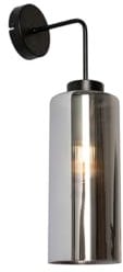 Qazqa - Art Deco Art Deco Wandleuchte schwarz mit Rauchglas - Laura I Wohnzimmer I Schlafzimmer - Rund - LED geeignet E27