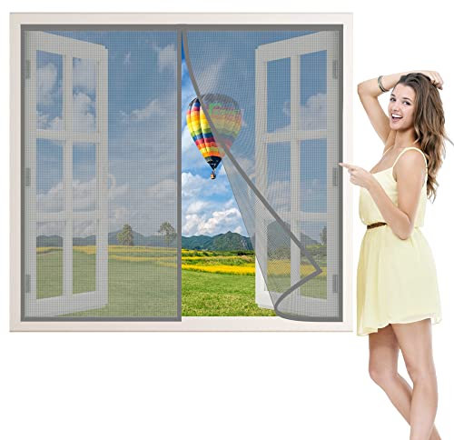 Zanzariera per Finestra, 140x180 cm Zanzariera Magnetica per Finestra con Magnete Tenda Repellente per Zanzare Magnetica per Finestra del Camper Balcone, Grigio P