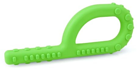 ARK® Grabber Standard in glatt oder texturiert mit einfacher Handhabung für Kinder durch Schlaufenform inkl. ATC Pflegeanleitung - Kiefermotorik, Beißblock, Kauen (texturiert, mittel - hellgrün)