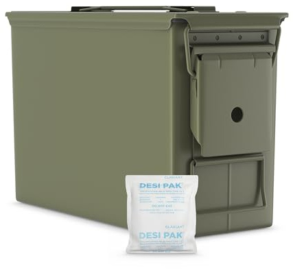 50 Cal Ammo Can M2A1 - Steel Ammo Boxes for Storage, Air Tight & Waterproof Metal Box for Ammunition Rounds or Underground Storage Container, Military Spec Certified Utility Dry Ammo Box + Sealed Lid