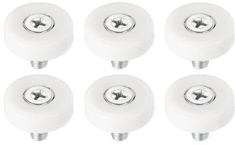 PATIKIL 22mm Schubladenrollen, 6er Pack, Kunststoff, Weiß, Seitliche Montage, Kugellager, Kleine Rolle