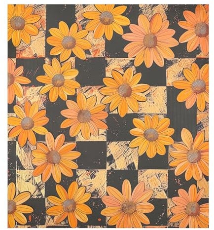 Retro Pop Art Daisies On Checkerboard Fridge Cover Magnet, Dishwasher Stainless Steel Cover, Dishwasher Covers for The Front