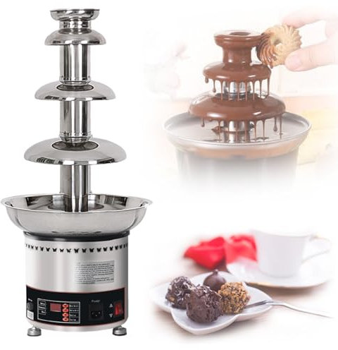 AINITAIFENG Large Capacity Chocolate Fountain Machine with Temperature Control - Ideal Commercial Fondue Waterfall for Party, Restaurant & Wedding Buffet Equipment (4Tier)