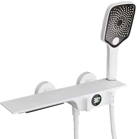 XJTNLB Robinet Baignoire Mitigeur Douche Mural Blanc Robinet Salle de Bain Cascade Mitigeur Monocommande Douche avec Affichage de la Température
