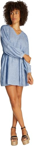 Tommy Hilfiger Damen Kleid Linen Short mit Taillengürtel, Blau (Multiple STP/Blue Spell), 40