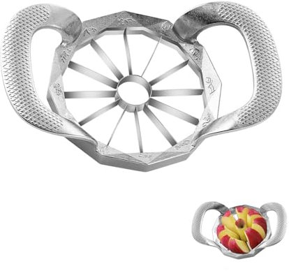 Affettatrice per frutta resistente, 12 lame, manico antiscivolo, facile da usare, risparmio di tempo, taglierina e divisore in acciaio inox per pomodoro, arancia, pera, ananas, gadget da cucina