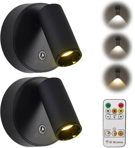Foco LED con mando a distancia, lámpara de pared recargable USB, 3 temperaturas de color, regulable, inalámbrica, temporización, para plantas artísticas