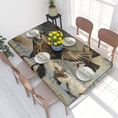 BNVSADC Tischdecke mit Jagdmotiv, bedruckt, 122 x 76 cm, Polyester, wasserabweisend, Esstischdekoration, Tischdecken