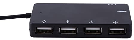 Ailgely Adaptateur de Charge Micro USB Hub 4 Ports OTG, Câble D'extension USB 2.0 pour Smartphone et Tablette, Noir