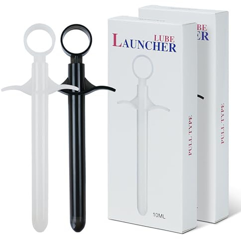 Qiyasex Analsexspielzeug Schmiermittel Applicator,Lubricant Launcher,Lube Launcher,Wiederverwendbar Schmiermittel Spritze,Gleitmittel Gleitgel Spritze Applikator FüR Anal Vaginal（schwarz+weiß）