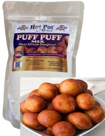 Hot Pot Africa PuffPuff Mix | 2 Pks Doughnut Mix (500g x2)| Easy-to-Prep Bofrot Ready Mix for Authentic West African Puff Puff Snack for parties, Christmas and snack time