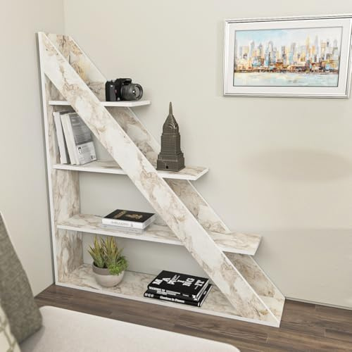 Stylish White Bookshelf, 120 cm x 131.8 cm x 25 cm | 100% Melamine Coated Particle Board, 18 mm Thick | Perfect for Modern Home & Office Decor