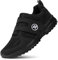 Bigzagger Chaussures diabétiques extra larges avec fermeture Velcro - Pour homme et femme - Pour personnes âgées - Semelle en mousse à mémoire de forme - Fermeture Velcro pour pieds gonflés, a noir,