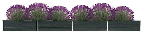 Cozynest Garten Hochbeet Gemüsebeet Pflanzbeet Gartenbeet Frühbeet Pflanzkasten Blumenkasten Blumenbeet Garten-Hochbeet Verzinkter Stahl 600x80x45 cm Anthrazit
