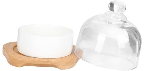 Cabilock Keramik Dessertschale Mit Deckel Langlebig Spülmaschinenfest Multifunktional Für Salat Kuchen Pudding Serviertablett Klein Stilvoll