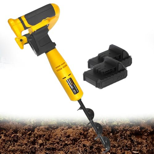 Tarière électrique 350 W avec 8 forets, avant/arrière en un clic, avec 2 batteries 2 Ah – Idéal pour l'installation et le creusement de clôture de jardin